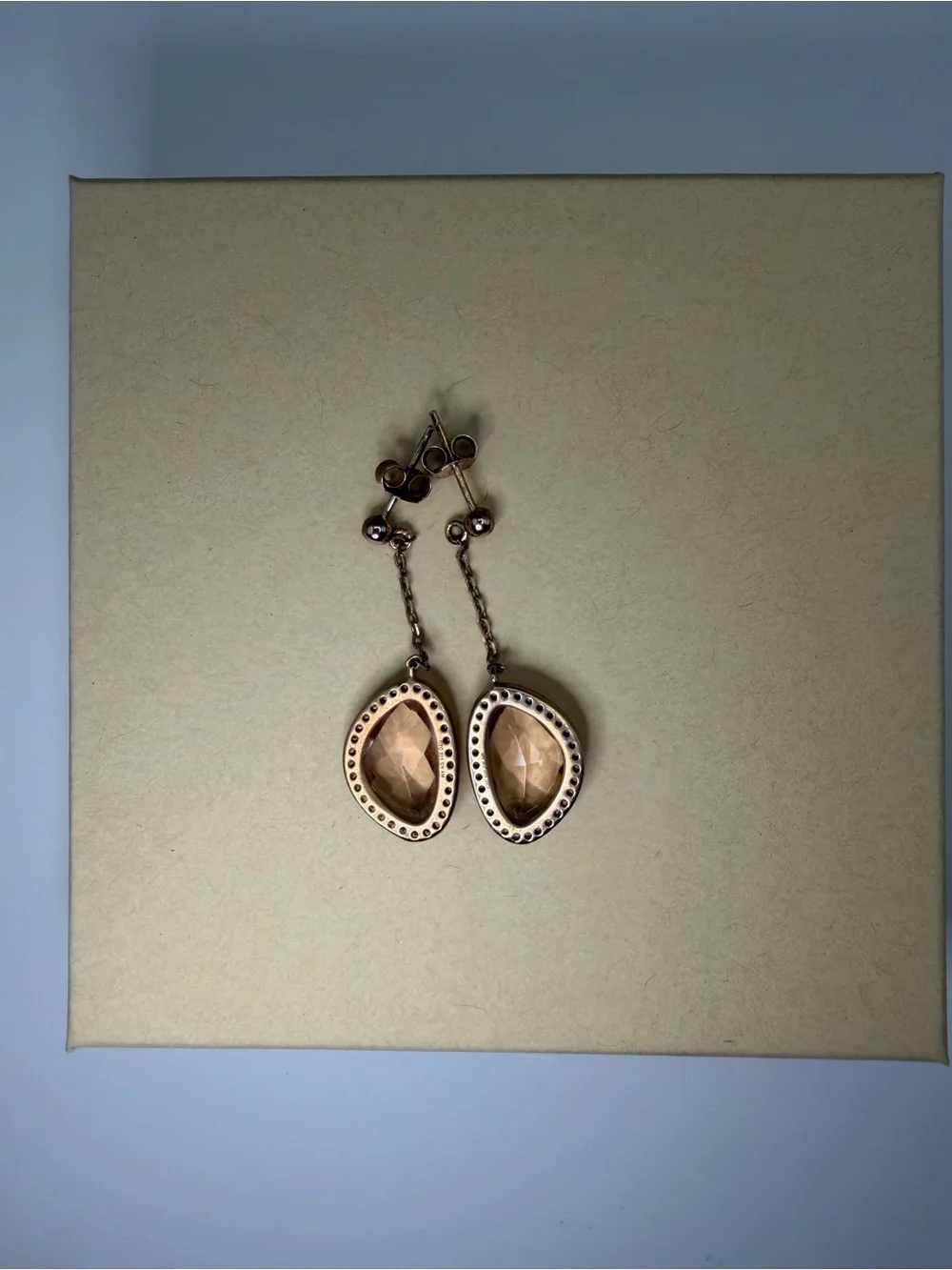 Genevive Rose Gold 18K plated silver Teardrop Dangle Earrings